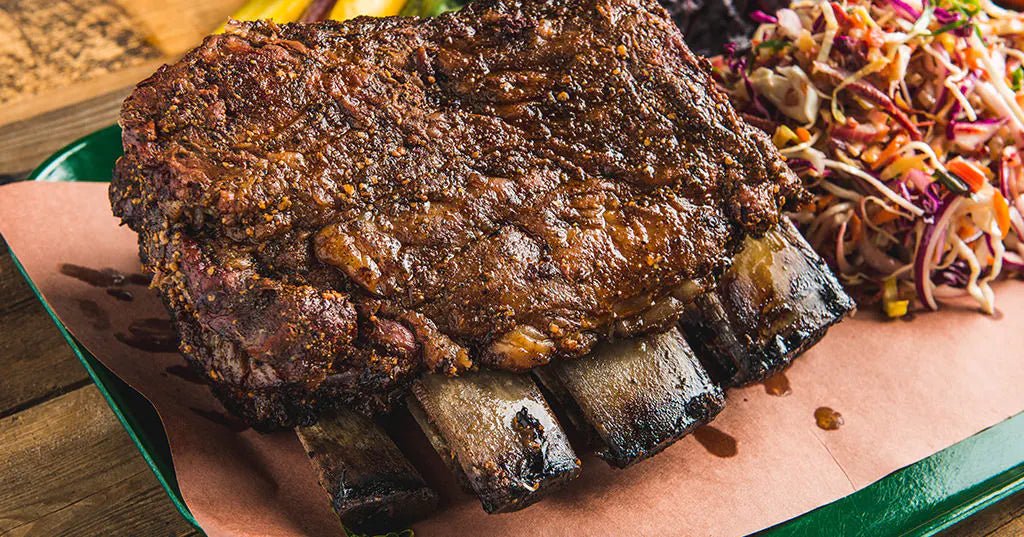 BBQ BEEF RIBS WITH RAINBOW COLESLAW