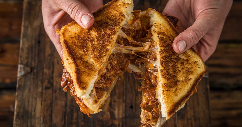 BBQ PULLED PORK GRILLED CHEESE SANDWICH - Fired Up BBQ Supply Co.